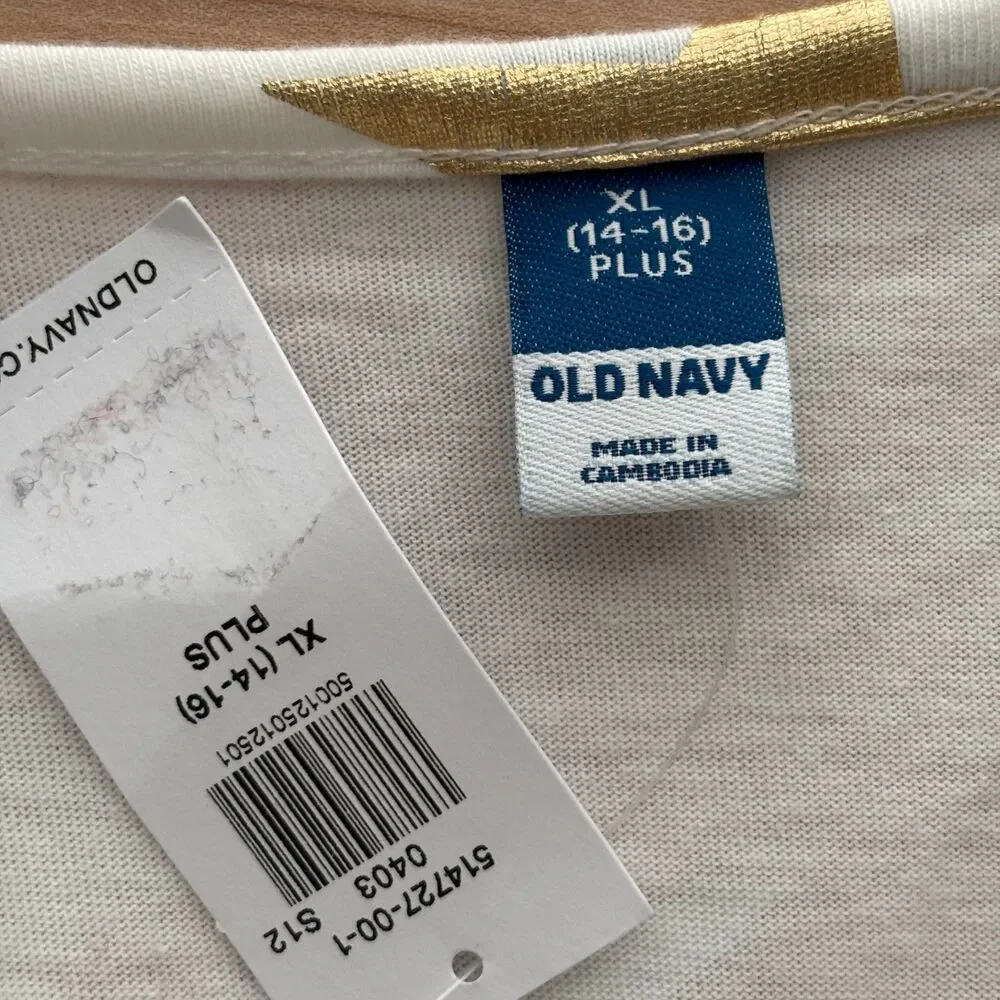 Old Navy Girl's Dress Long Sleeve Fit Flare Pockets Stars Cream Gold 14/16 Q176